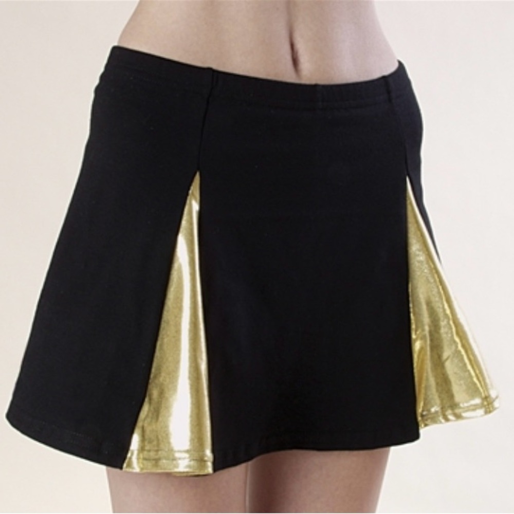 Size M NEW w/tags Black & Gold Mini Skirt for Cheerleading, Dance, Tennis